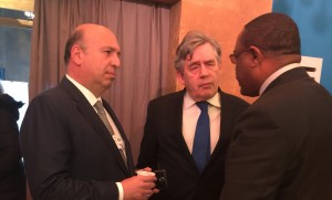 Hiekal with former British Prime Minister Gordon Brown and Ethiopian Prime Minister, Hailemariam Desalegn at Davos January 21