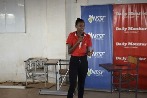 Vodafone Brand Ambassador Traveline Kezabu, a third year student  was sharing her work experience  with fellow Kampala International University students 