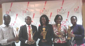 PPRAU officials dsplay some te the trophies and plques that will